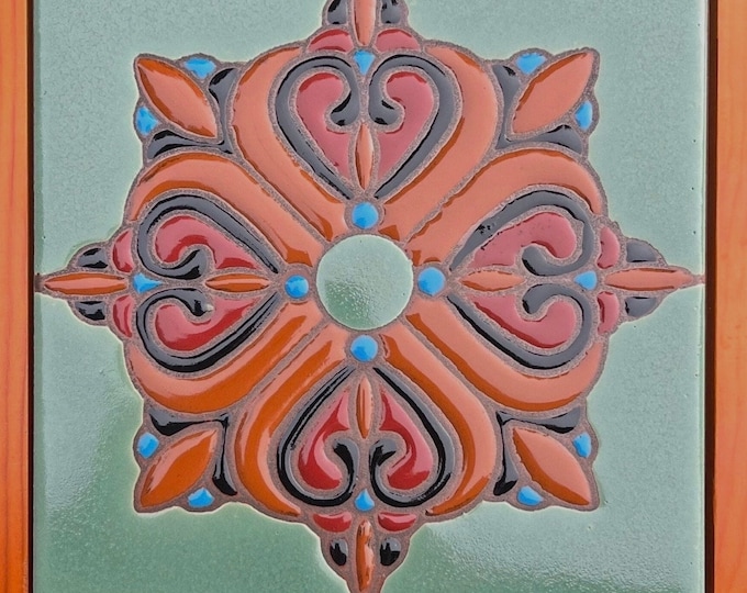 Beautiful Classic Decorative Craftsmen Tile ~ Hand-painted ~ 6x6 ~ Pool Waterline Safe Wax Resist Raised Glaze Finish