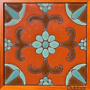 Decorative 6x6 Craftsmen Tile ~ Hand-Painted ~ Pool Safe ~ Wax Resist Raised Glaze Finish