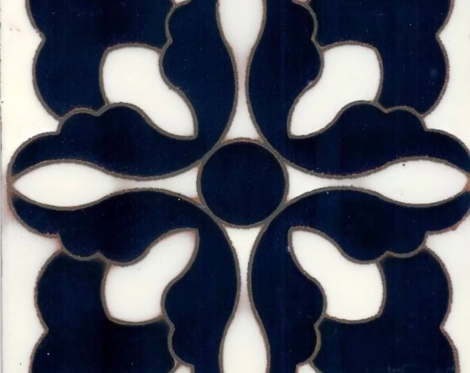 Gorgeous Hand-Painted Malibu Reproduction Tile. Pool Waterline Safe 6x6 Wax Resist Raised Glaze Finish