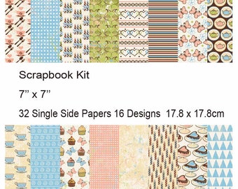 Brightly colored background paper  7x7 Scrapbook kit Cardstock Collection Kit