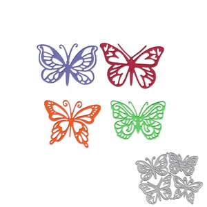 Molde de corte de metal borboleta 4 tamanhos, conjunto de dados de corte artesanal de papel, estêncil, scrapbooking, fabricação de cartão diy, corte