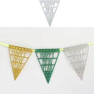 Happy New Year Flags Metal Cutting Die Paper Craft Cutting Die  Stencil Scrapbooking Dies DIY Card Making Die Cut