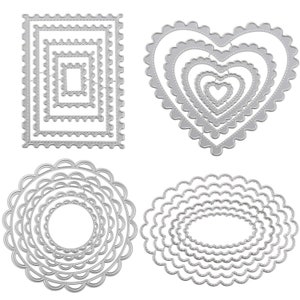 4 pezzi/Set effetto cucito Cuore Telaio Ovale Rotondo Rettangolare Dadi taglio, Stencil artigianale carta,Scrapbooking Dies,Creazione carta fai-da-te,Die Cut