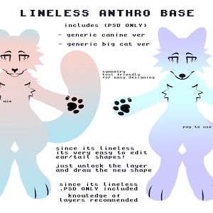 lineless anthro (feline+canine) - base / lineart