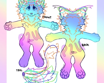 chibi furry anthro-Base (6 Optionen) - Base / Ausmalt