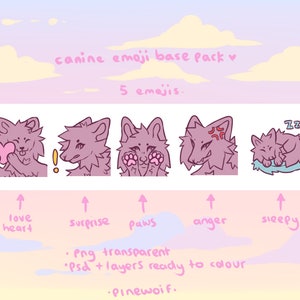 Emote canin à fourrure / pack d'emojis - base / lineart