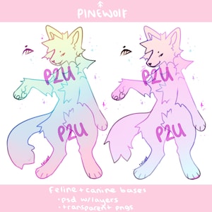 anthro canine + feline furry - base / lineart