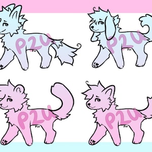 feral chibi furry feline/canine - base / lineart