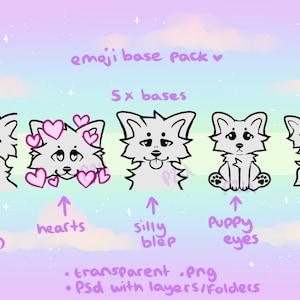 furry canine emote / emoji pack - base / lineart