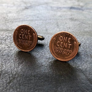 Lincoln Wheat Penny, Wedding Cufflinks for Groom, Wheat Cent, Retirement Gift Idea, Men&#39;s Cufflink for Wedding, Wheatie, Authentic US Coins