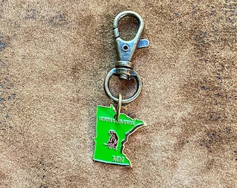 Minnesota State Charm, Vintage MN Enamel Bag Charm, State Love, State Pride, Backpack Clip, Handbag, Zipper, Keyring, Purse, Badge, Lanyard