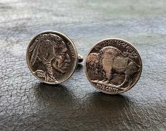 Buffalo Nickels, Western Americana, Cufflinks for Father's Day, Indian Nickels, Coin Cuff Links, Authentic US Coins, Buffalo Coin, Real Coin