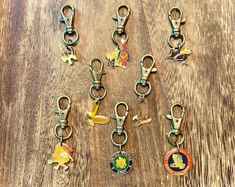 Vintage 1970s Enamel Bag Charms, Americana Handbag Charm, Horse, Cowboy, Eagle, Rodeo, Backpack Clip, Zipper, Keyring, Purse, Badge, Lanyard