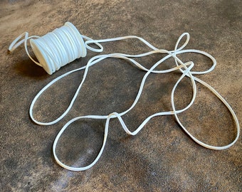 5 Yards of White Deerskin Leather Lace, 1/8" (3mm) Bright White Leather Cord by the Yard, for Jewelry, Tassels, Ethically Sourced in USA