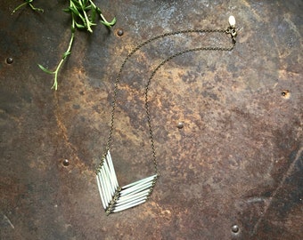 Porcupine Quill Chevron Necklace, Quill Necklace, Breastplate Porcupine Necklace, Quill Jewelry, Rare Delicate Earthy Southwestern Necklace