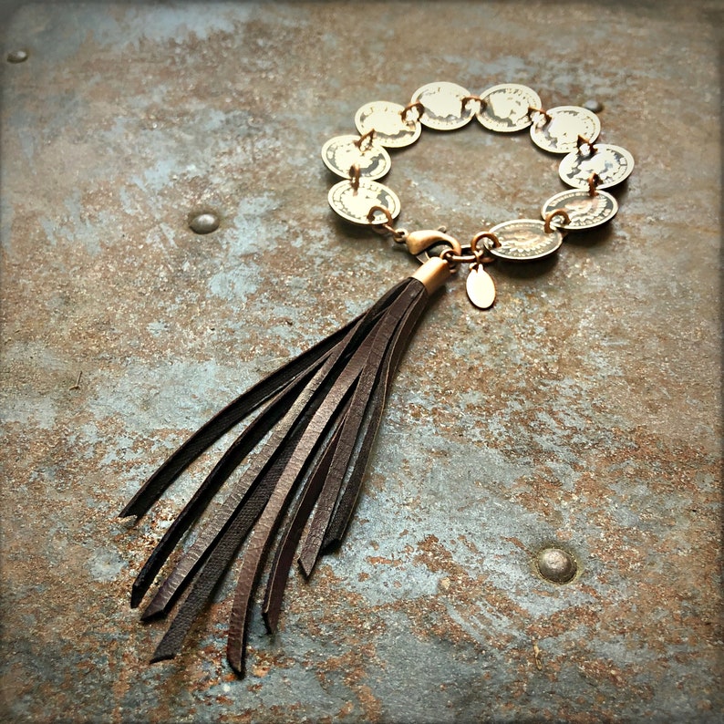 Western Bracelet, Indian Head Penny, Southwest Bracelet, Indian Head Cent, Jewelry Western, Fringe Bracelet, Bracelet Coins, Penny Bracelet image 6