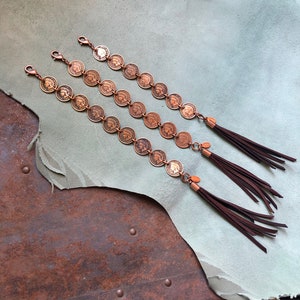Western Bracelet, Indian Head Penny, Southwest Bracelet, Indian Head Cent, Jewelry Western, Fringe Bracelet, Bracelet Coins, Penny Bracelet image 7