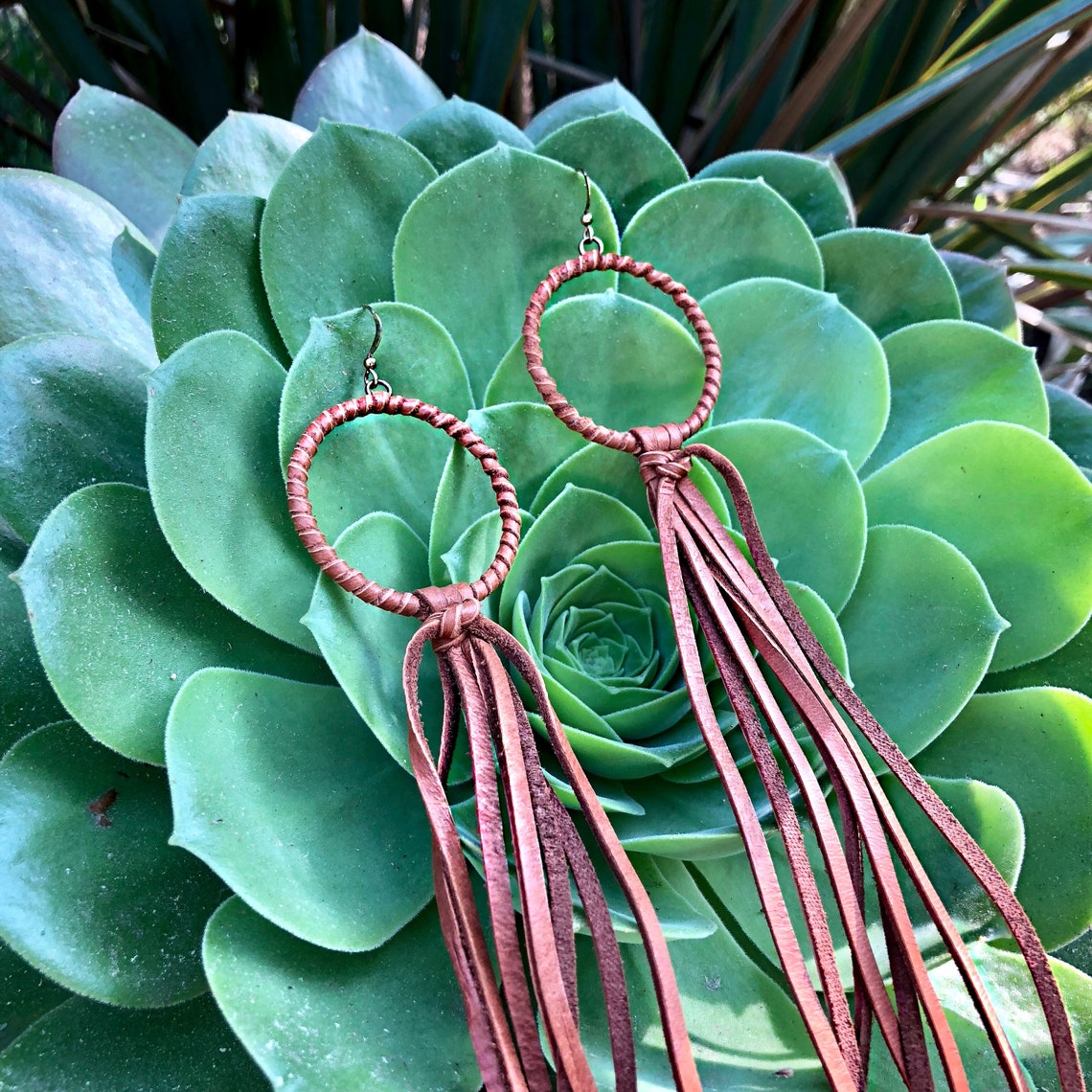 Leather Tassel Earrings Etsy