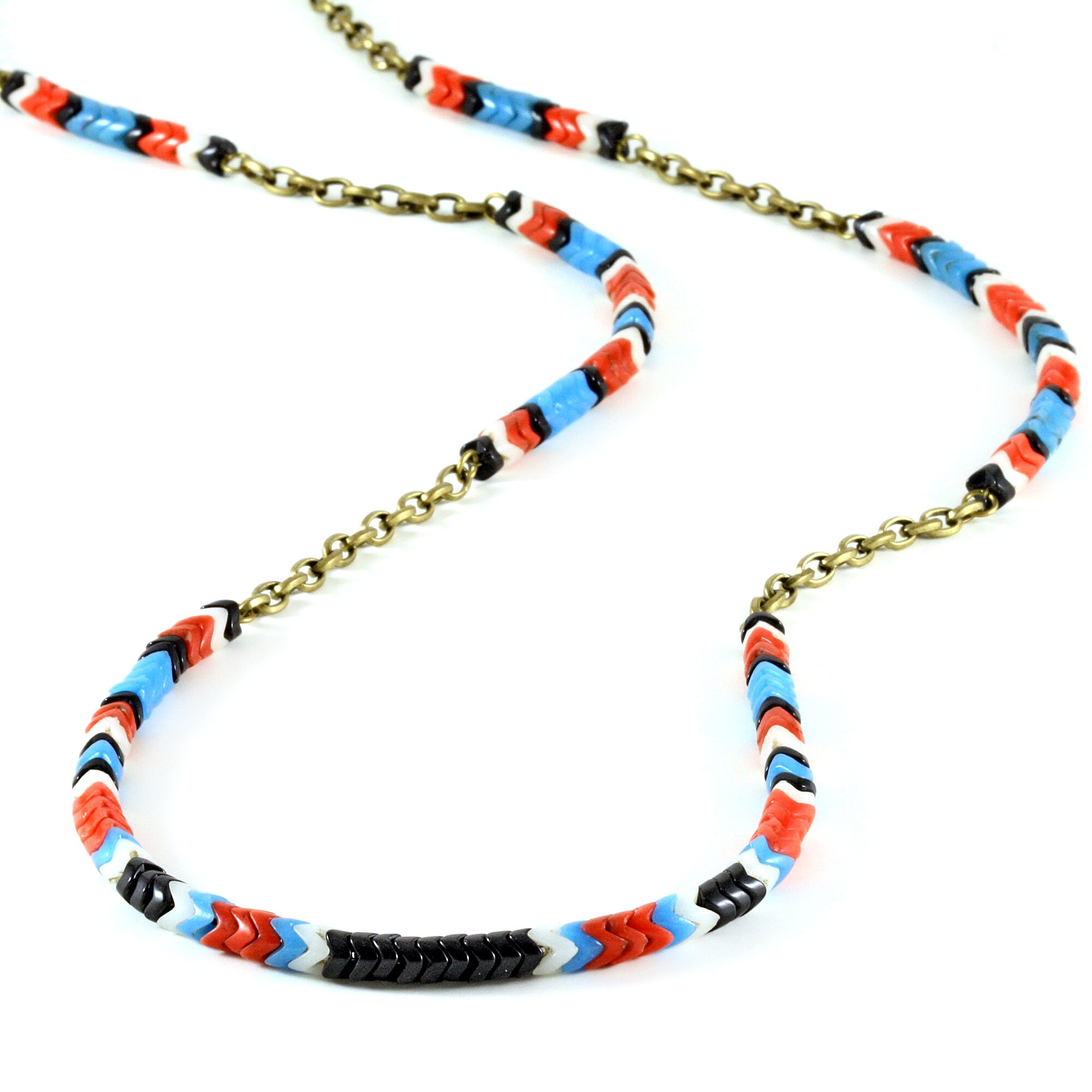 Colorful Bead Necklace Bead and Chain Necklace Jewelry Etsy