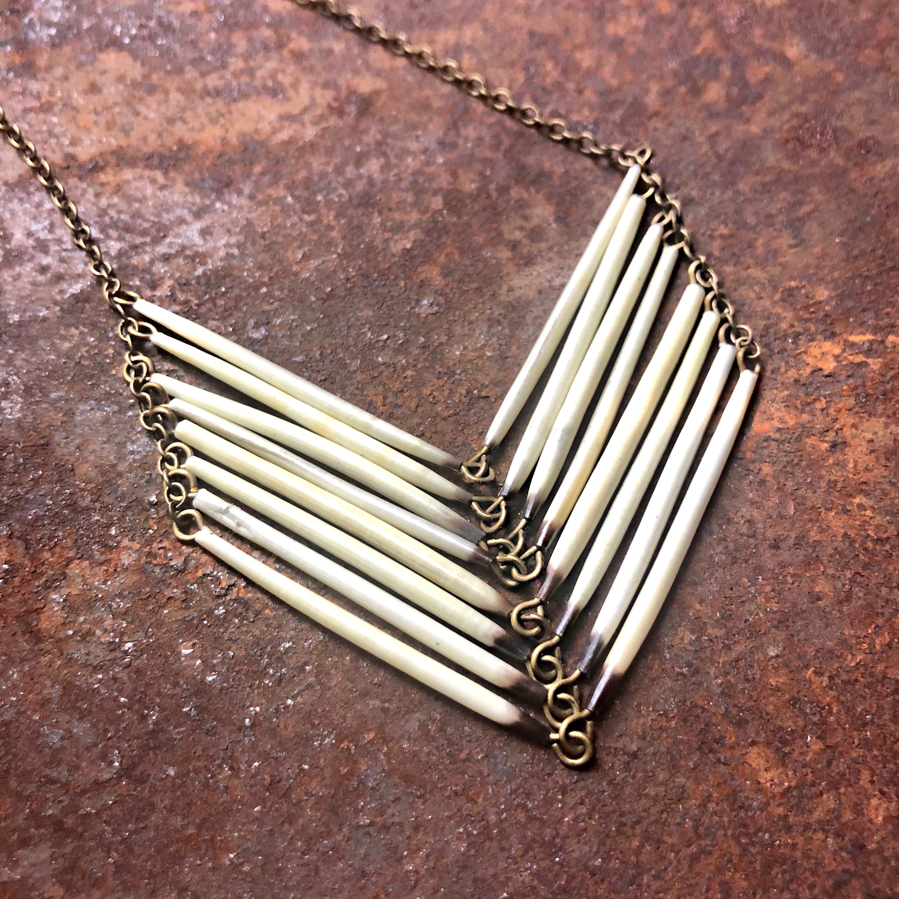 Porcupine Quill Chevron Necklace Quill Necklace Breastplate Porcupine Necklace Quill Jewelry Rare Delicate Earthy Southwestern Necklace Etsy Australia
