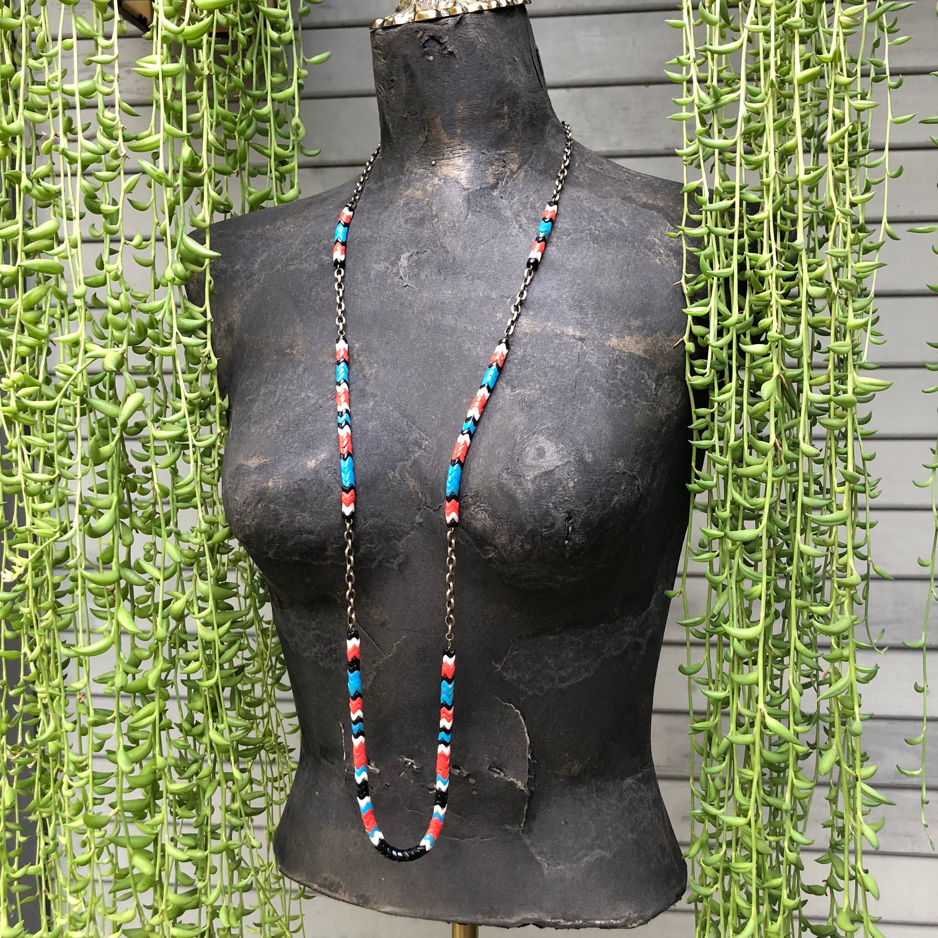 Colorful Bead Necklace Bead and Chain Necklace Jewelry Etsy