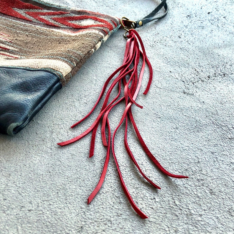 Red Leather Tassel Leather Tassel Key Chain Zipper Pull Bag Charm Tassel Accessory Tassel Leather Charm for Purse Gypset Boho Handbag