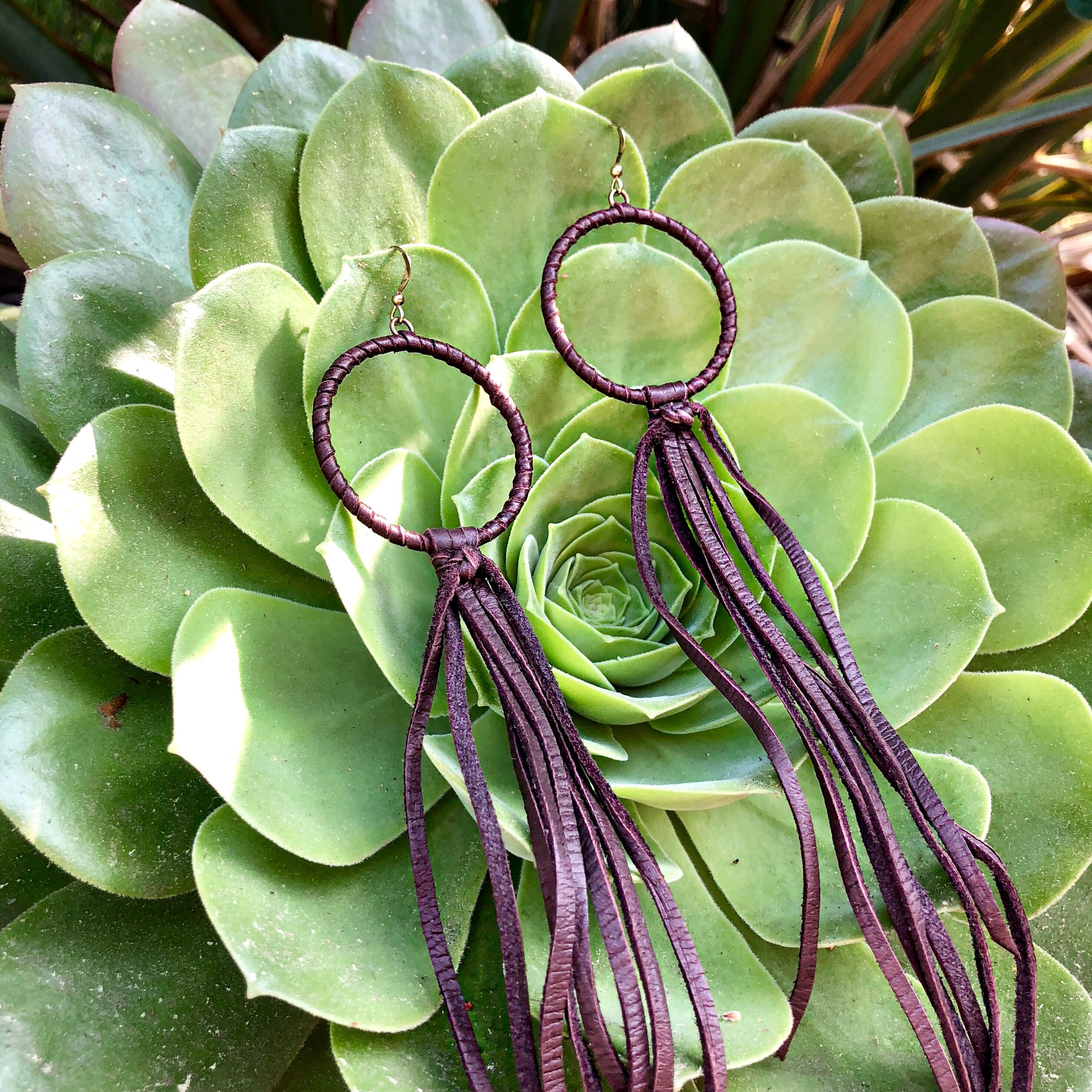 Boho Tassel Earring Brown Hoops Bohemian Hoop Earrings | Etsy
