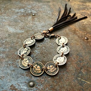 Western Bracelet, Indian Head Penny, Southwest Bracelet, Indian Head Cent, Jewelry Western, Fringe Bracelet, Bracelet Coins, Penny Bracelet image 2