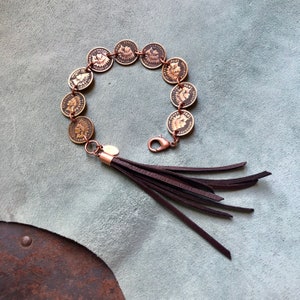 Western Bracelet, Indian Head Penny, Southwest Bracelet, Indian Head Cent, Jewelry Western, Fringe Bracelet, Bracelet Coins, Penny Bracelet image 3