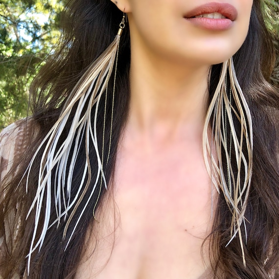 Feather Earrings Big | manon jewelry