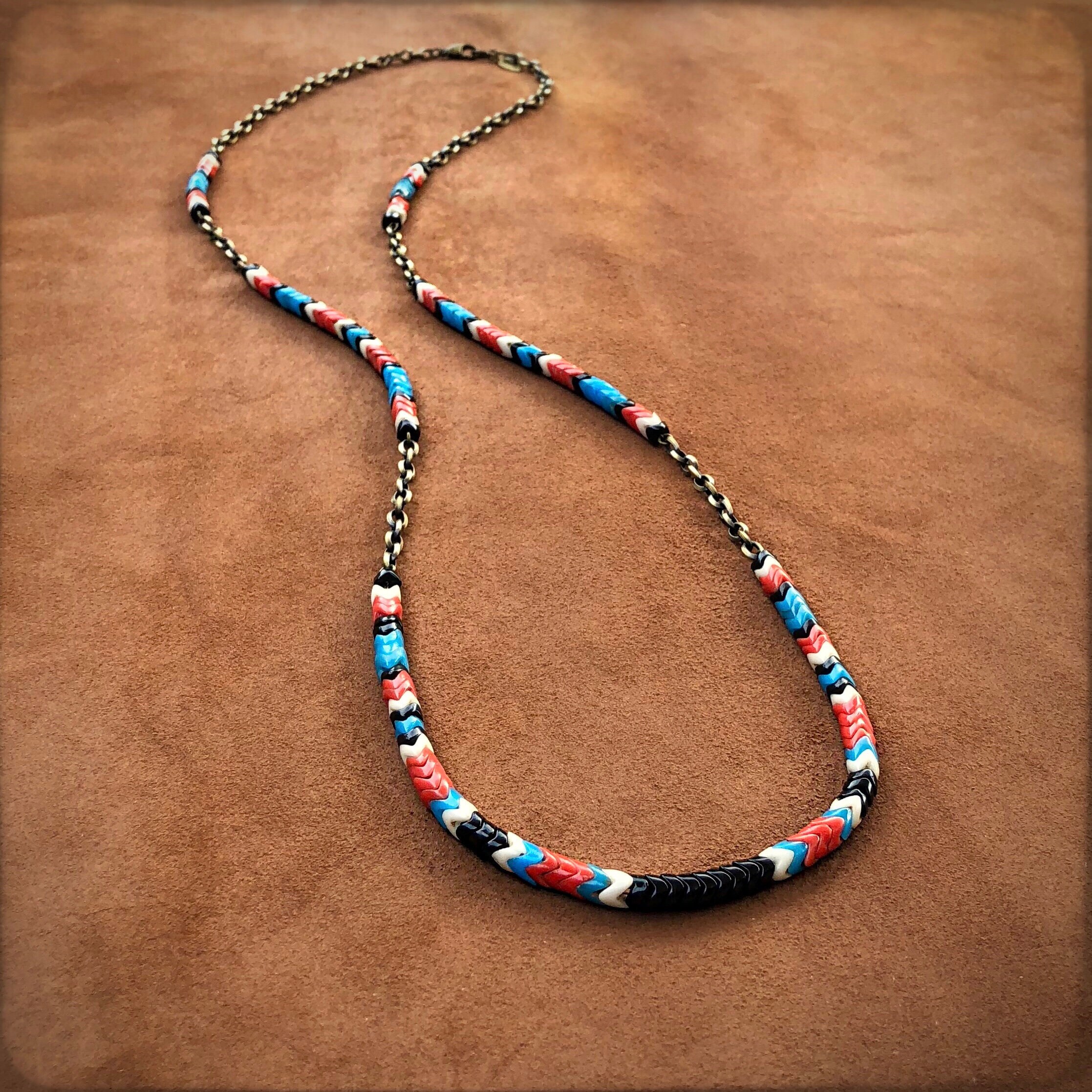 Colorful Bead Necklace Bead and Chain Necklace Jewelry Etsy