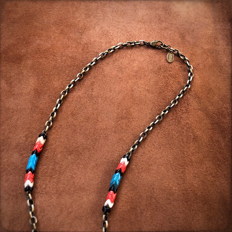 Colorful Bead Necklace Bead and Chain Necklace Jewelry Etsy