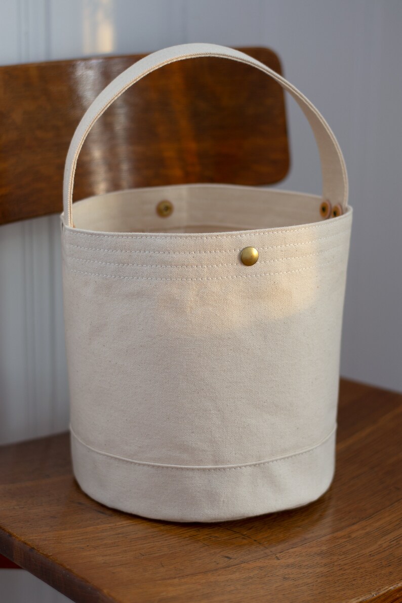 Small Canvas Bucket Bag Olive Cotton Canvas Handmade in Etsy