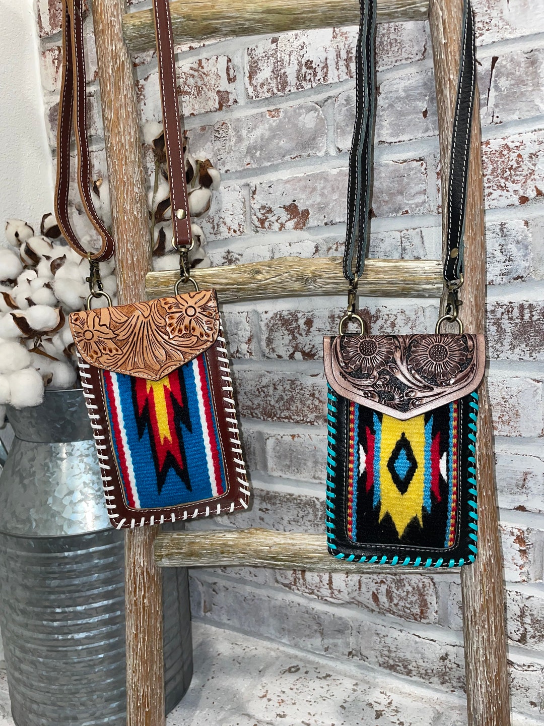 Tooled Leather & Saddle Blanket Cell Phone Purses Etsy