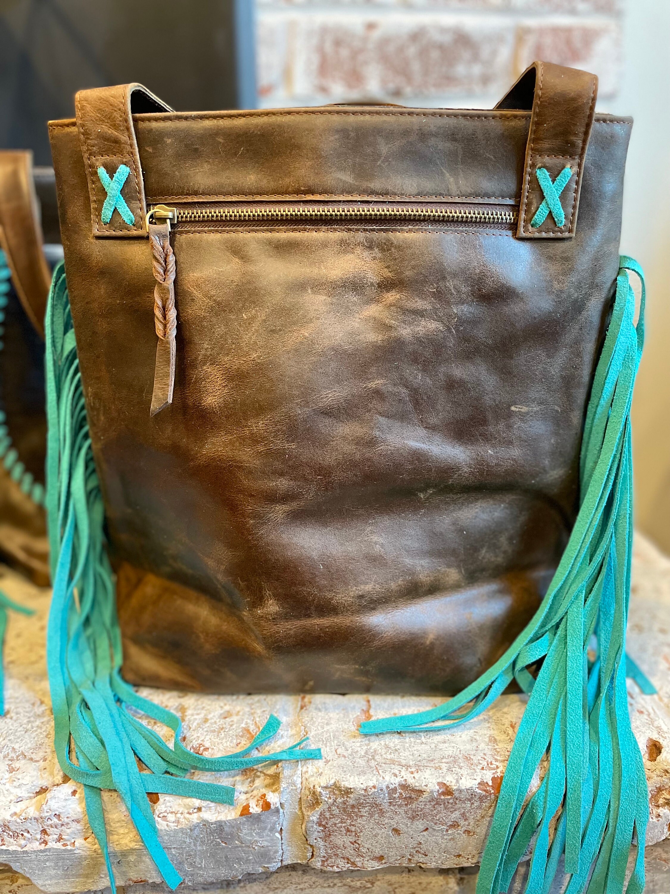 Myra ThunderFly Fringed Leather Bag in Mojave Brown
