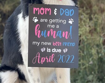 Dog Pregnancy Announcement – Pregnancy Announcement Photo Prop – Chalkboard Sign Announcement –Due Date Printable – Baby Reveal Poster