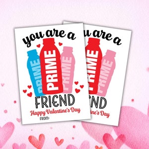 Etiquetas de presente Prime Valentine – Cartões de dia dos namorados para impressão em garrafas de bebida para festas de classe, etiquetas de presente para meninos, designs divertidos e fofos, PDF JPEG SVG