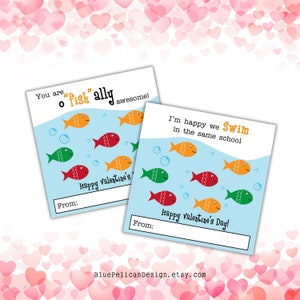 Gold Fish Valentine Cards for Preschool – Non-Candy Valentine Idea – Valentine for school – Children&#39;s Valentine Cards – Instant Download