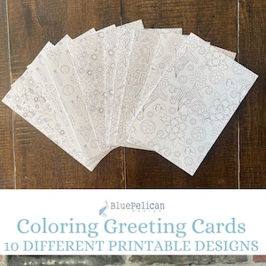 Cards to Color  with Floral Designs | Set Of 10 Includes Envelopes | Adult And Kid Coloring Card | Birthday Cards to Color