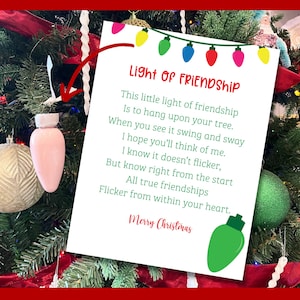 Etiqueta de regalo Luz de la Amistad – Imprimible – Etiqueta de adorno de Navidad – Etiqueta de regalo de Navidad – Etiqueta de regalo para amigo
