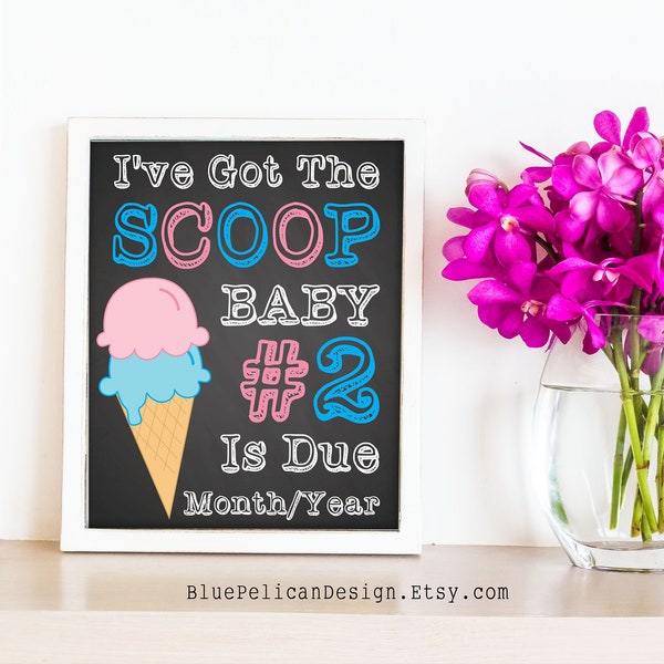 Pregnancy Announcement – I've Got the Scoop – 2nd baby announcement – only child expiring – digital download