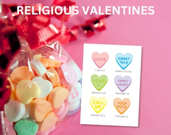 Religious Valentine Cards – Heart Valentine's Tag – Church Tag – Printable Valentine Card – Christian, Scripture, Bible Verse Valentine