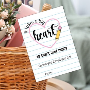 Teacher Appreciation Gift Ideas – Teacher Gift Tags – Printable Tags – It Takes A Big Heart to Teach Little Minds – Teacher Appreciate Week