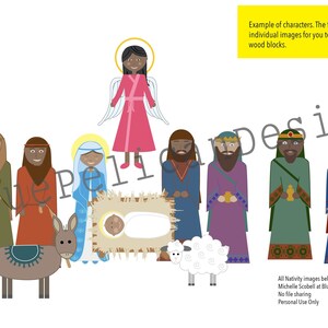 Christmas Printable – Nativity Scene – Dark skin Manger Scene – Kids Nativity Set
