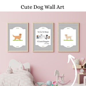 Girls Room Dog Wall Art – Girl Puppy Prints – Puppy Nursery Prints – Kids Room – Sleep Nursery Wall Art – Dog Theme Bedroom