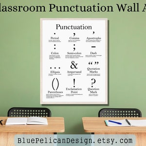 Punctuation Poster – High School Posters – English Classroom Decor – Classroom Wall Art –  Educational Digital Downloads, Teacher Gifts