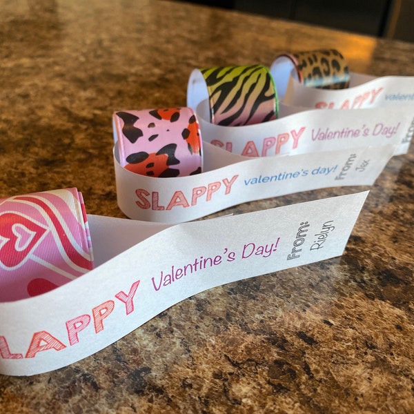 Printable Valentine Gift Tags for kids, Slappy Valentine's Day! Instant Download – Printable School Valentine Gift Tag for slap bracelets