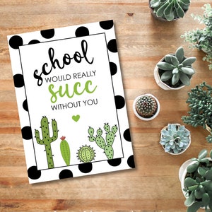 Étiquette cadeau succulente - Idées cadeaux de remerciement pour les enseignants - Étiquettes de remerciement de fin d'année - Carte pour cadeau cactus, ATP et remerciement du personnel