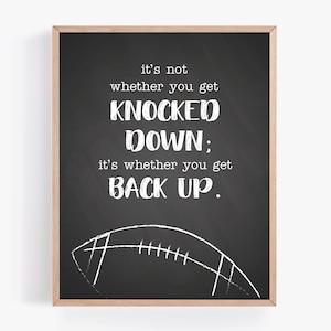 Football wall art – game room decor – printable sports signs, Inspirational quote – Boy Room Ideas