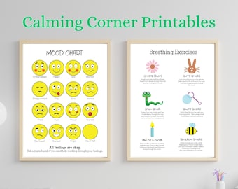 Emotions Chart Poster – Calming Techniques, Classroom Decor (Digital Download)